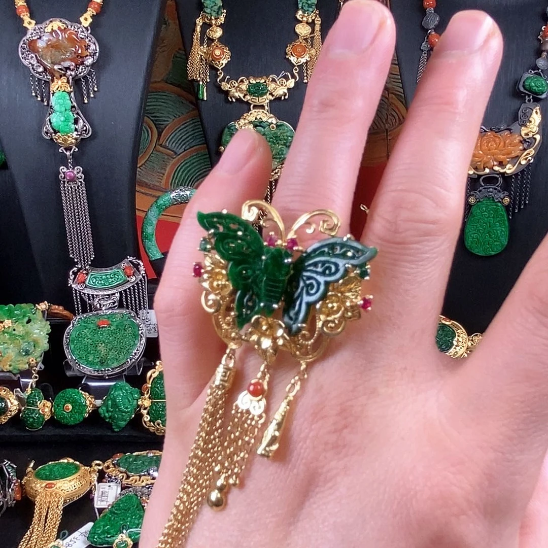 翡翠银S925镶嵌戒指戒指