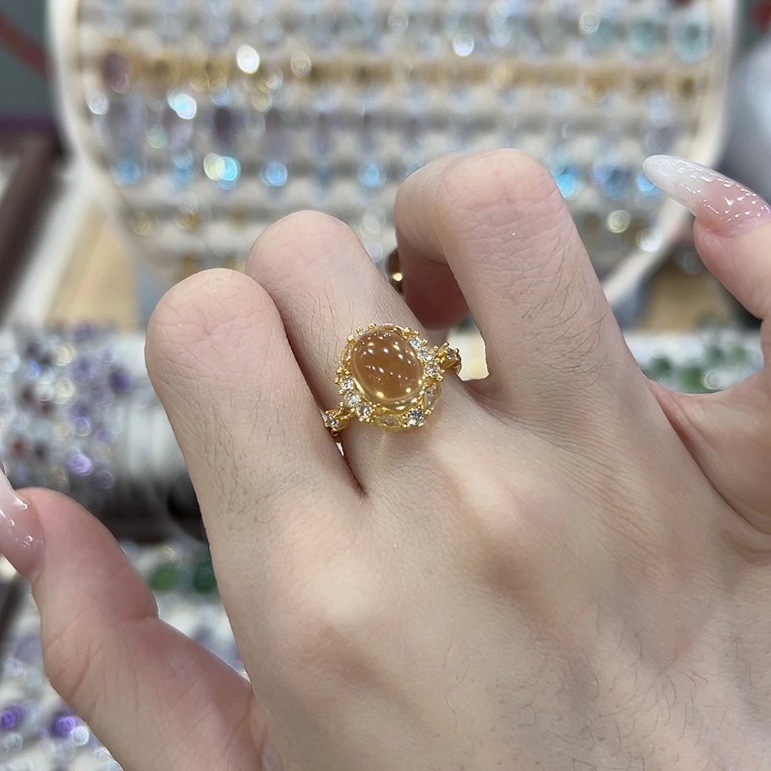 戒指银S925镶嵌黄晶