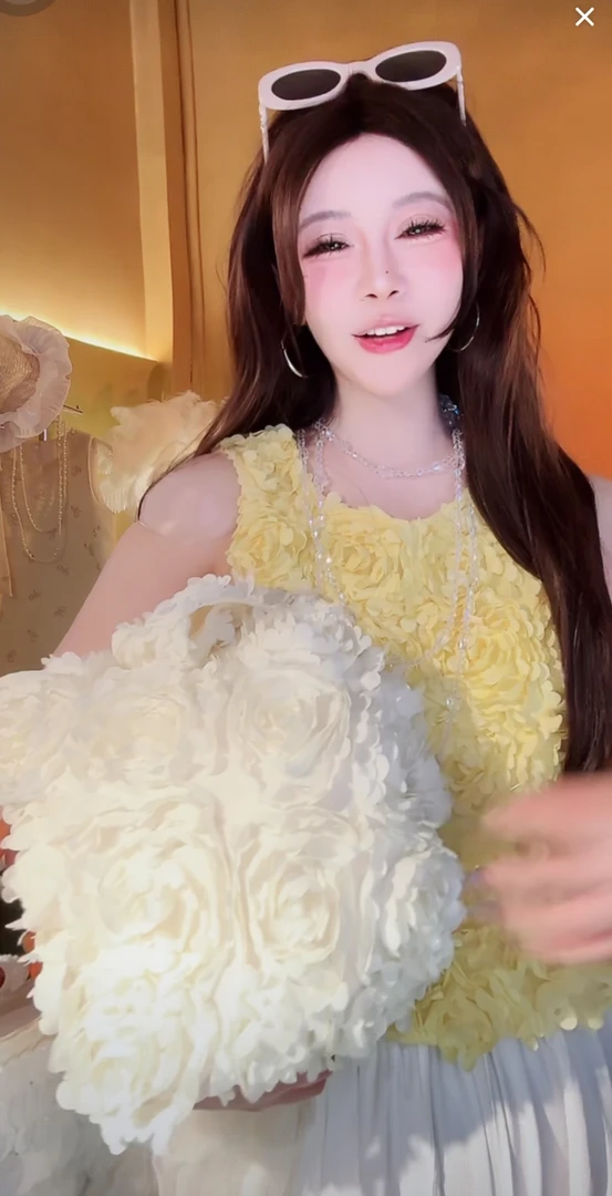 [崔]D0192 法式立体玫瑰花无袖背心女时尚小众百搭温柔风夏季上衣