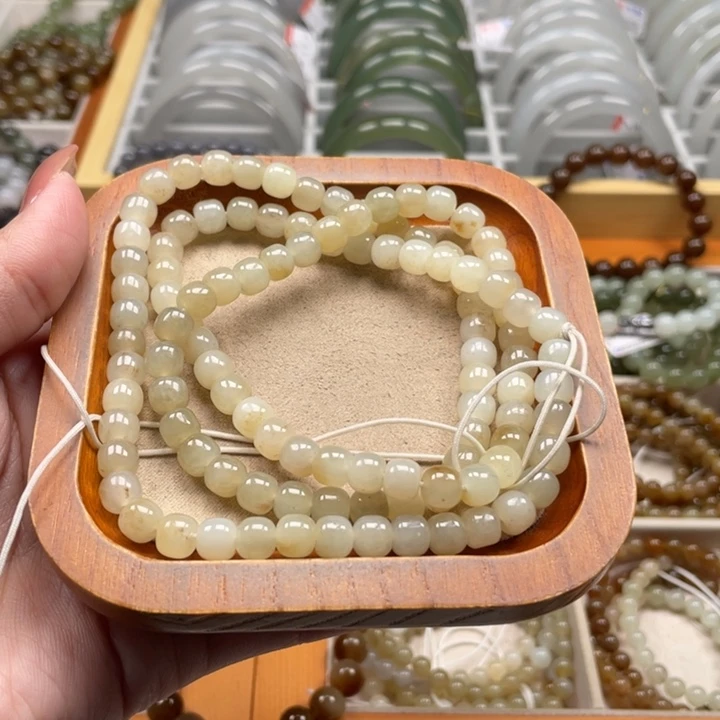 和田玉珠串6*7mm未镶嵌