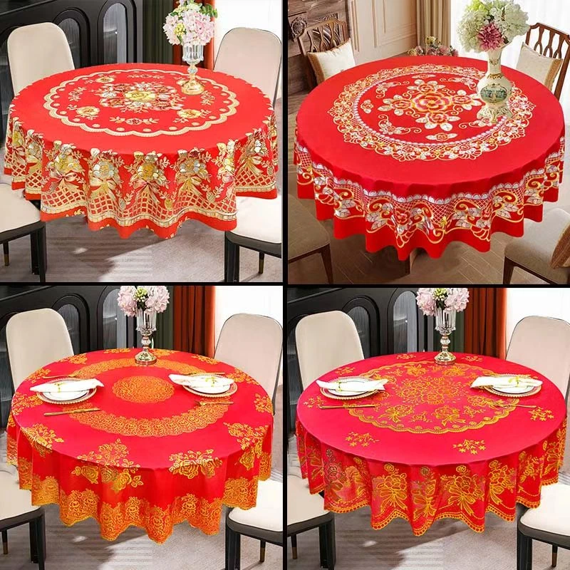超大圆形餐桌布防水防油防烫免洗加厚酒店家用婚庆台布网红圆桌布