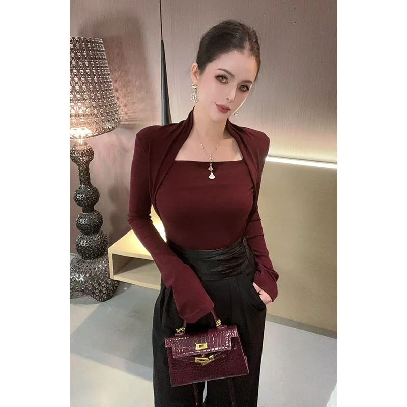 （特价）设计感方领长袖T恤TX31076