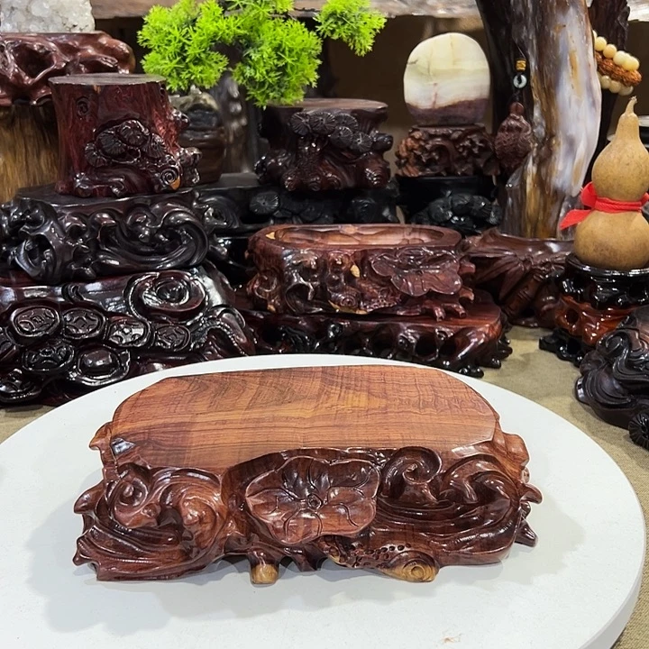 木酸枝木水浪荷叶雕花底座尺寸18*10*5