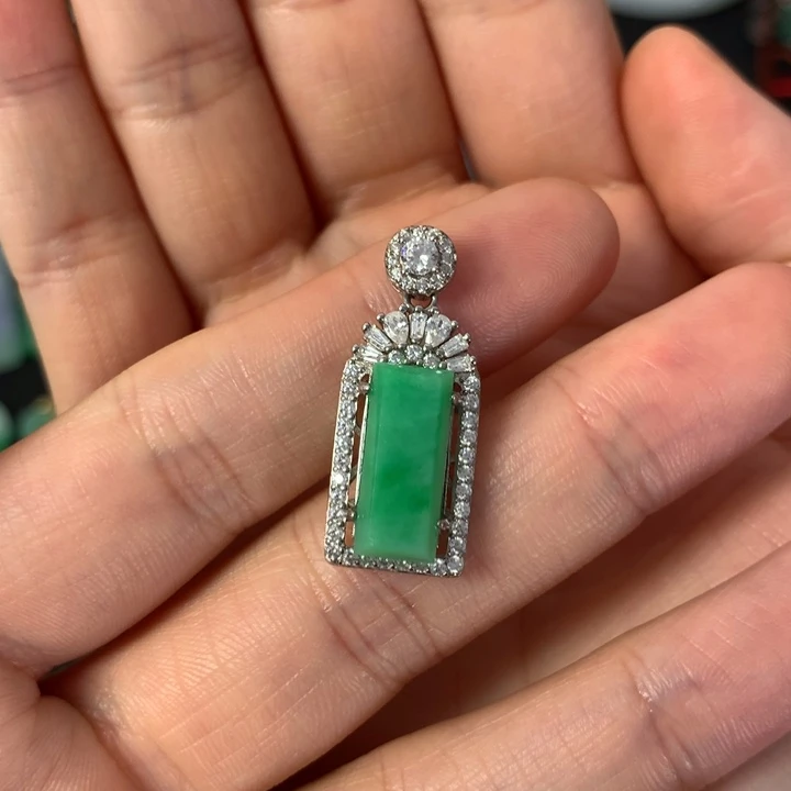 翡翠银S925镶嵌吊坠(不含链)安**麻