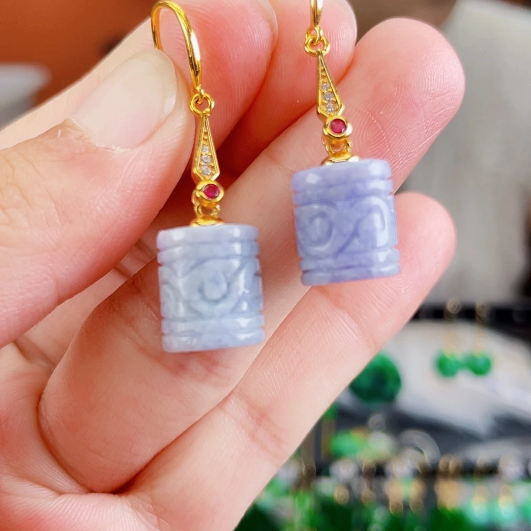 银S925镶嵌翡翠耳饰