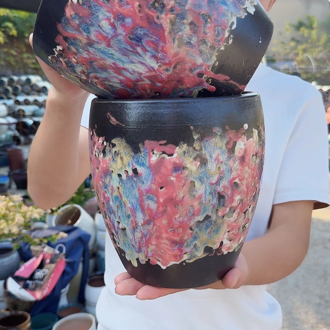 紫砂花盆口18高20（两个蛋壳姹寂