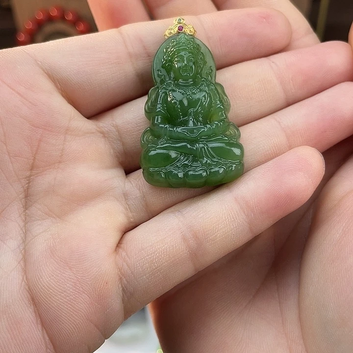 和田玉18K金镶嵌吊坠(不含链)7****5