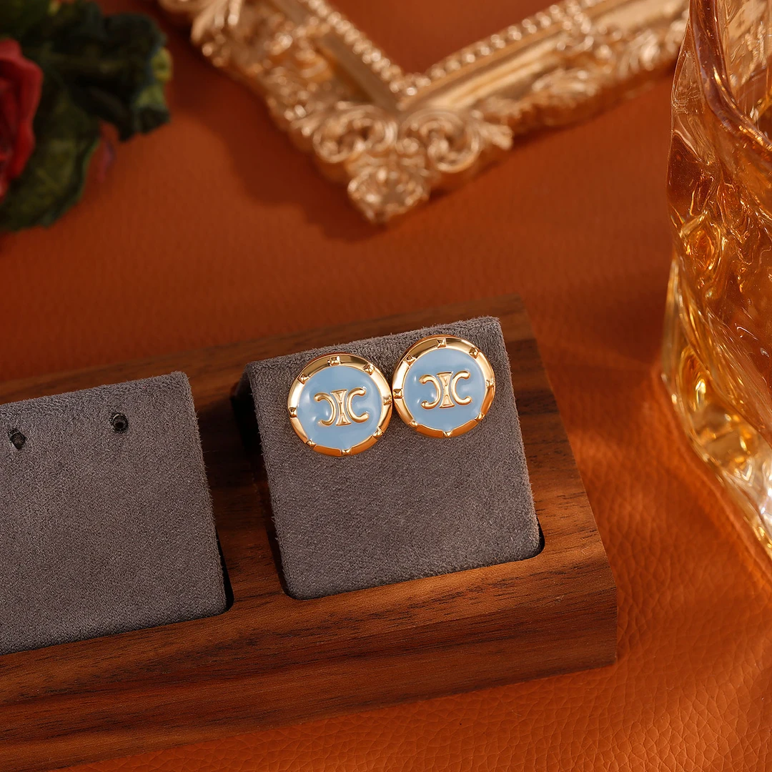 合金耳饰 【5457】法式轻奢凯旋门圆形耳钉轻奢小香风甜酷风耳饰