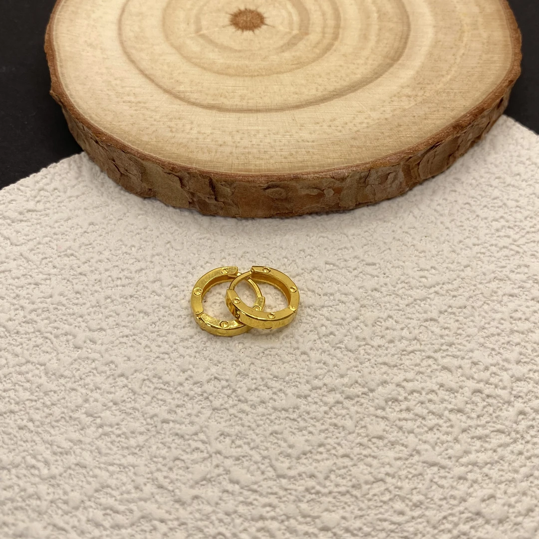 【金喜圆】足金999 卡家圆饼耳扣 气质简约经典/带钢印证书