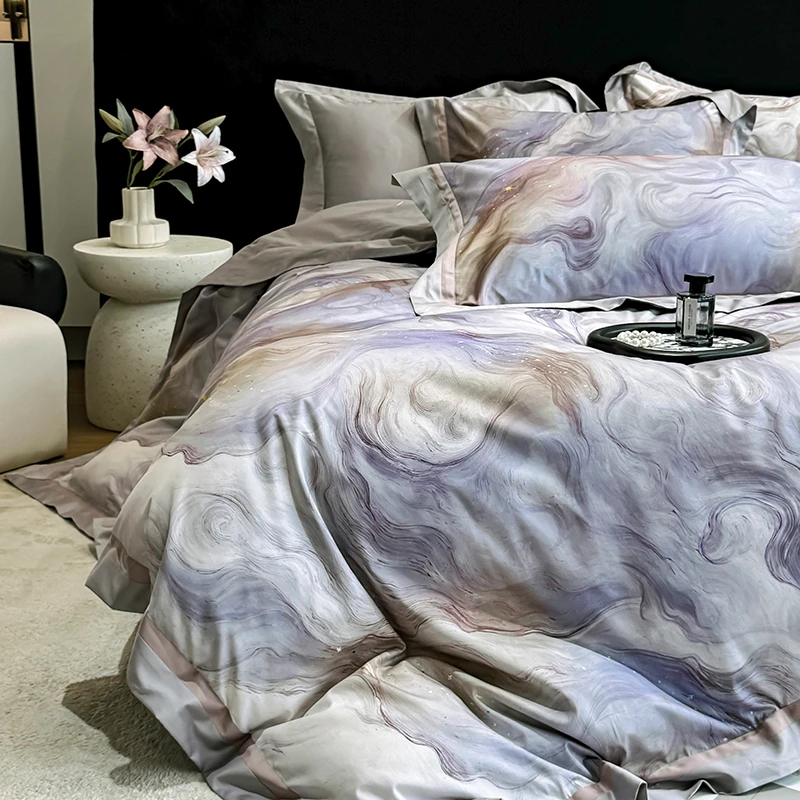 2025新款100S长绒棉纯棉全棉四件套数码印花被套床单床上用品被罩