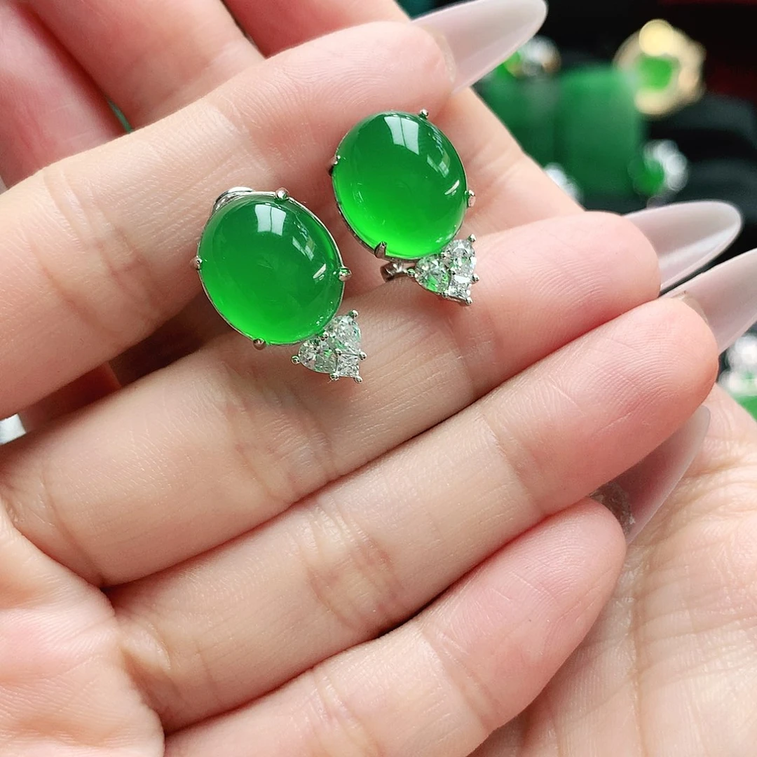 玛瑙/玉髓耳钉银S925镶嵌梅*呀