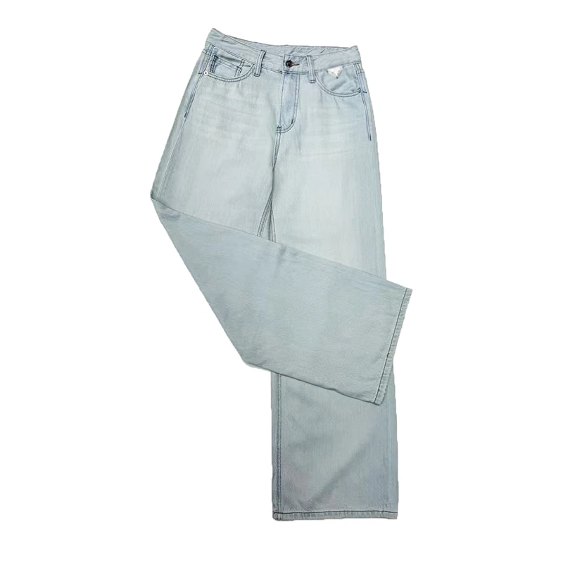 春夏浅色时尚宽松牛仔裤