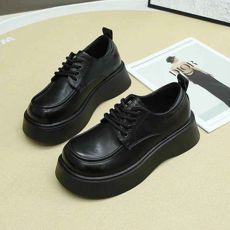 139春季新款韩版厚底百搭休闲乐福鞋系带小皮鞋女单鞋