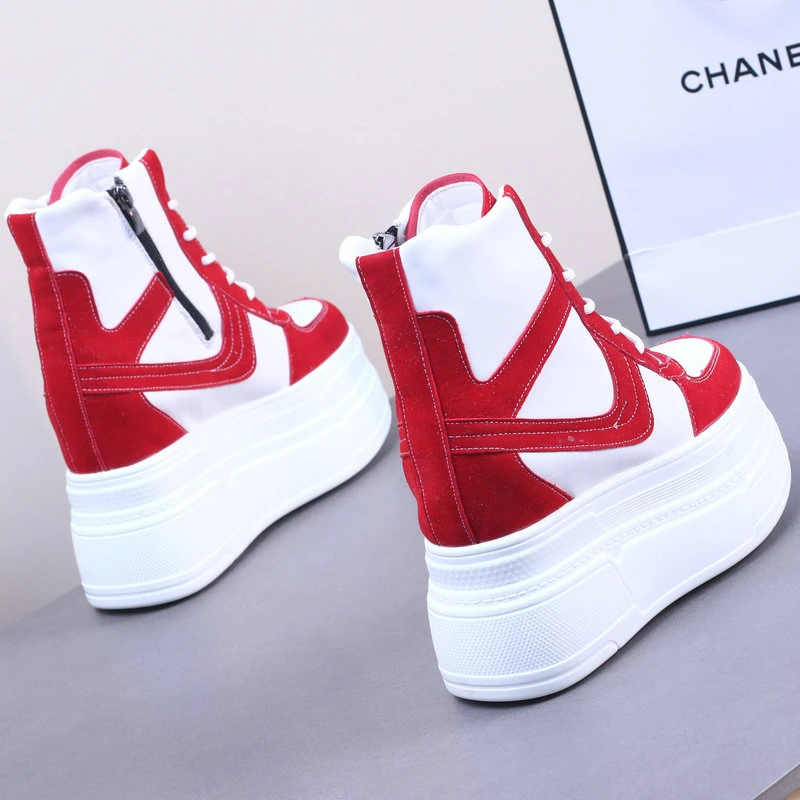 小个子内增高12cm小白鞋女显瘦松糕厚底鞋2025秋季新款高帮休闲鞋