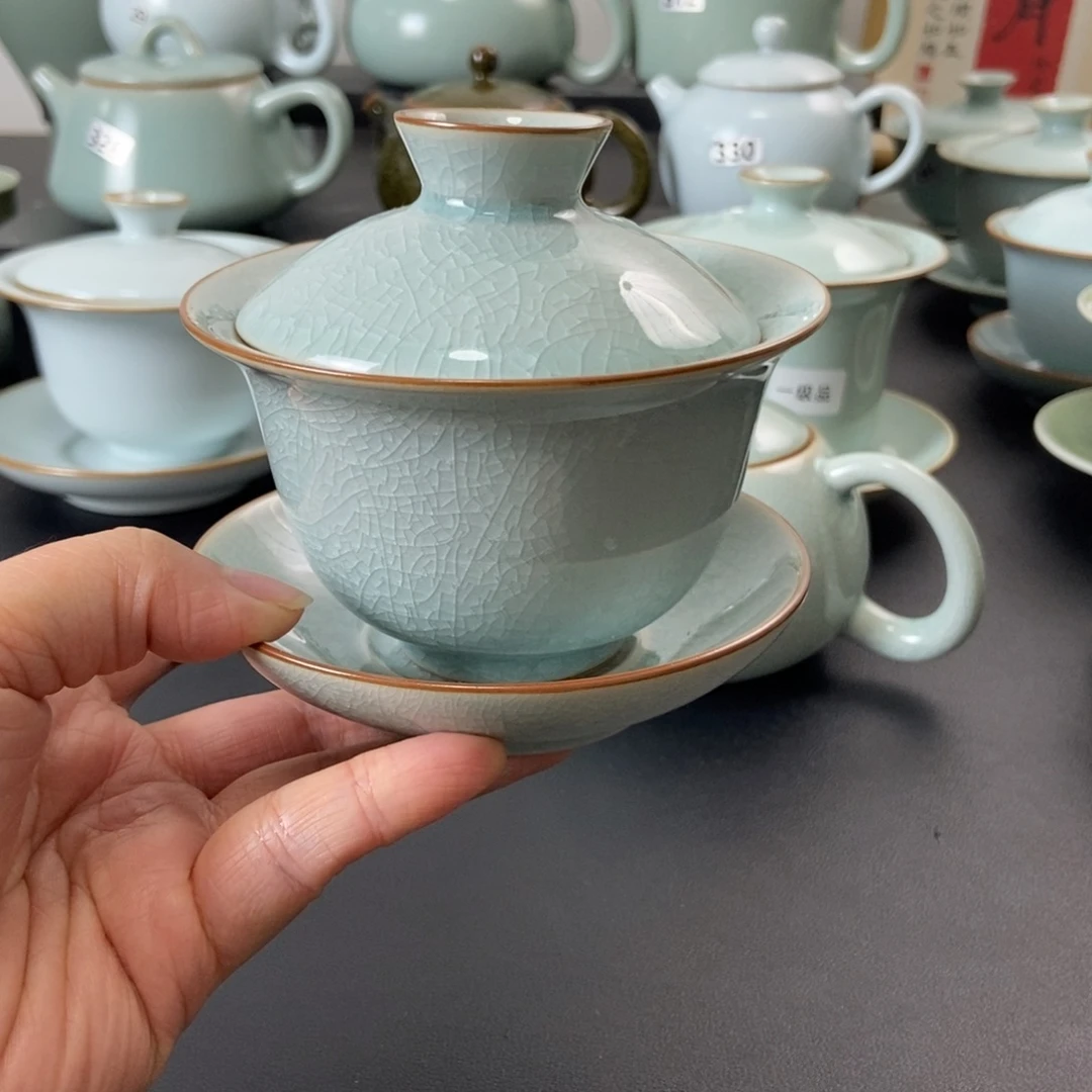 壶一级品冰花釉元宝盖碗