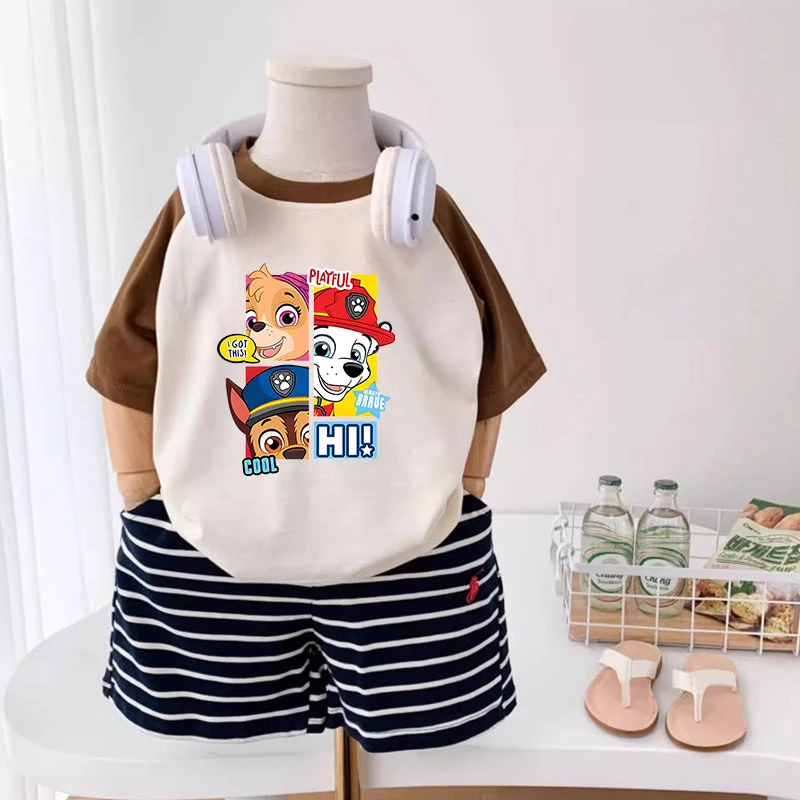 汪汪队男童夏装短袖t恤2025新款男宝宝儿童纯棉上衣夏季女孩半袖