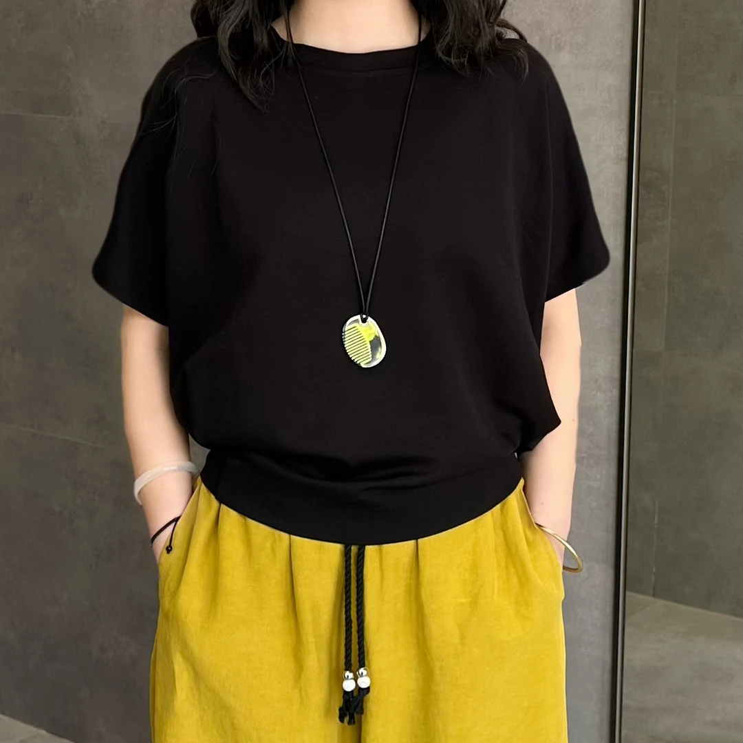 【Wan.Zi 】2025新款极简后背设计简约百搭休闲T恤