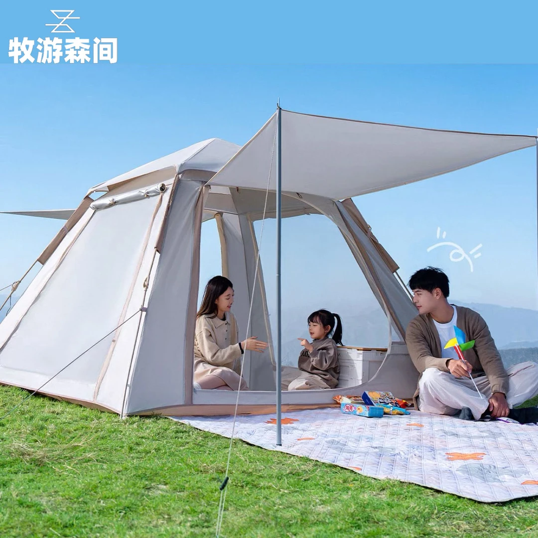 牧游全自动速开四角帐篷户外露营野餐便携式帐篷家庭旅行