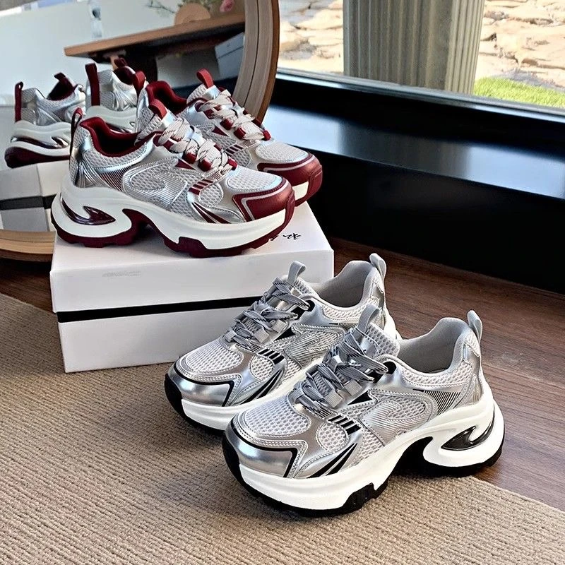 王炸 爆款百搭ins潮流厚底老爹鞋女春秋增高2025新款运动休闲鞋