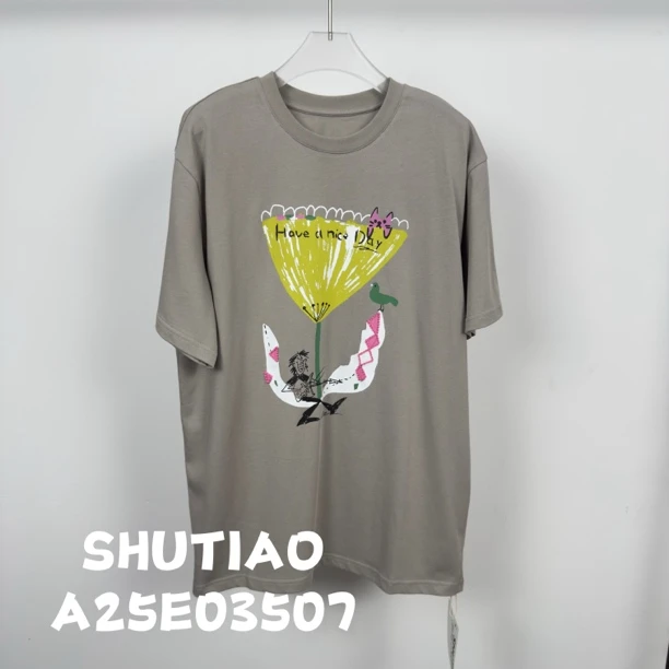 【SHUTIAO】2025夏季：新款小众设计款T恤A25E03507