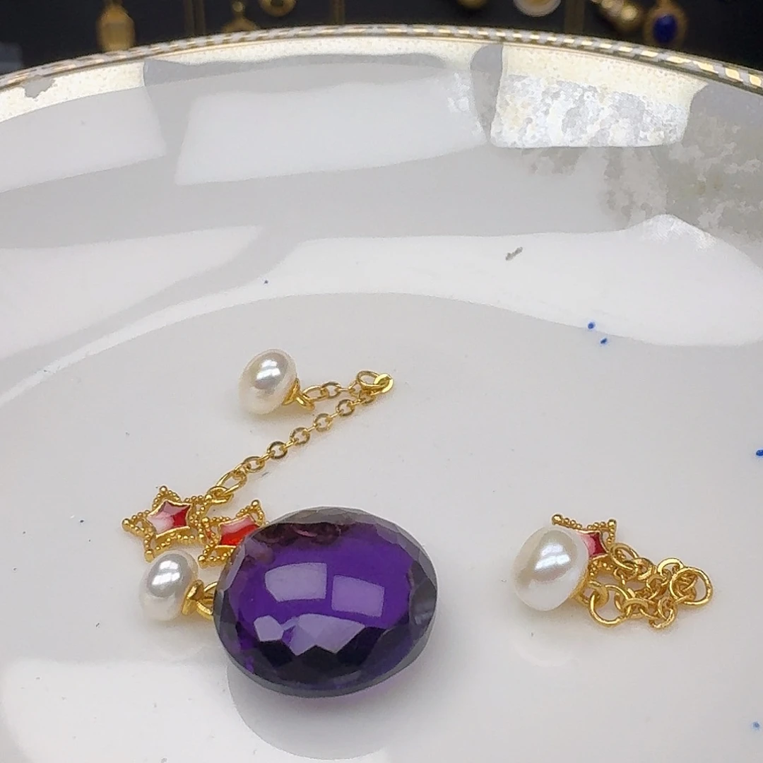 颈饰银S925镶嵌紫晶紫水晶925镶嵌115