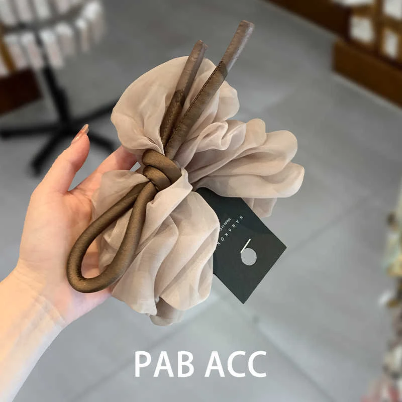 韩国慵懒风轻纱蝴蝶结肥肠圈柔软蓬松显发量多扎低马尾高级感发绳