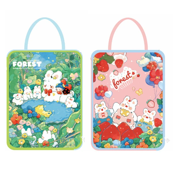 三年二班月光花园紫色花圃L型大开口手提款科目资料试卷文件袋 L