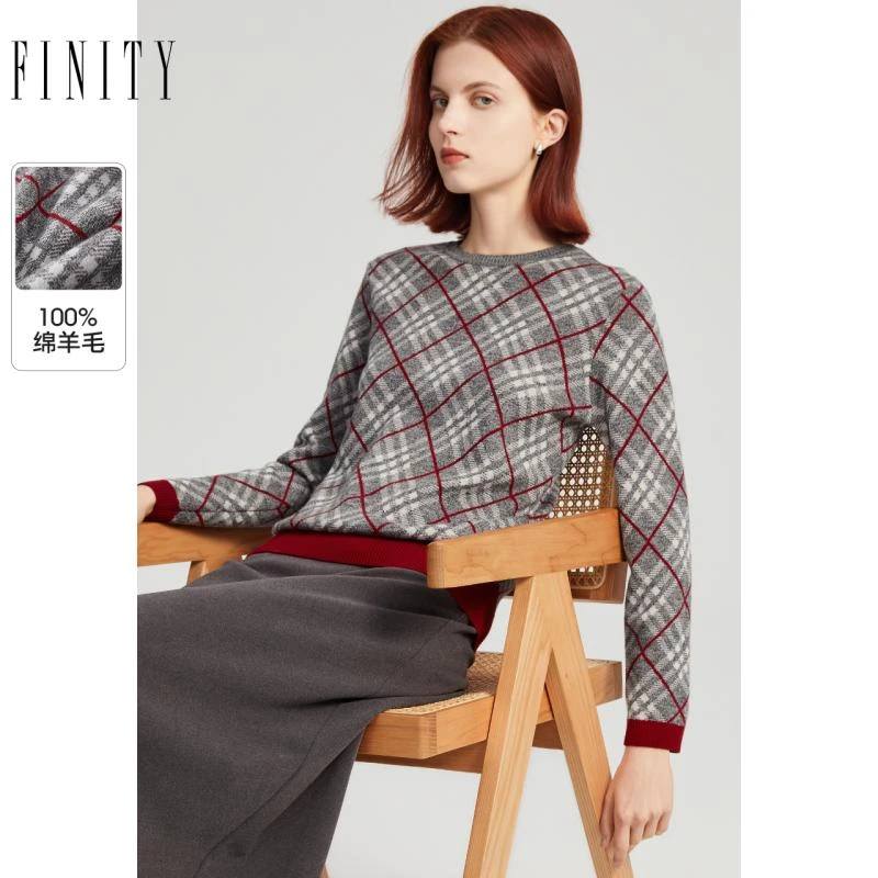 【专属】FINITY 100%绵羊毛时尚减龄休闲气质针织上衣 F20UD9001S