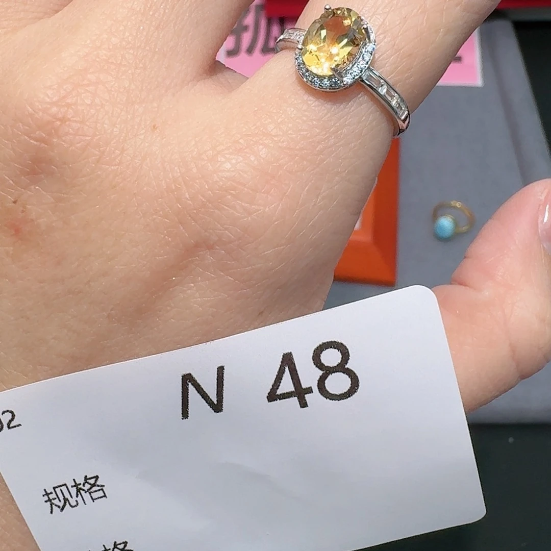 水晶戒指银S925镶嵌n48一个