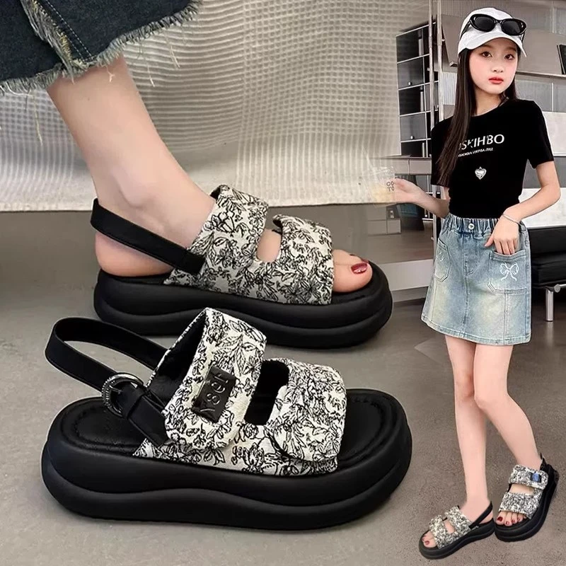 ABC女童凉鞋2025年新款夏季公主鞋中大童儿童软底女孩沙滩鞋时尚