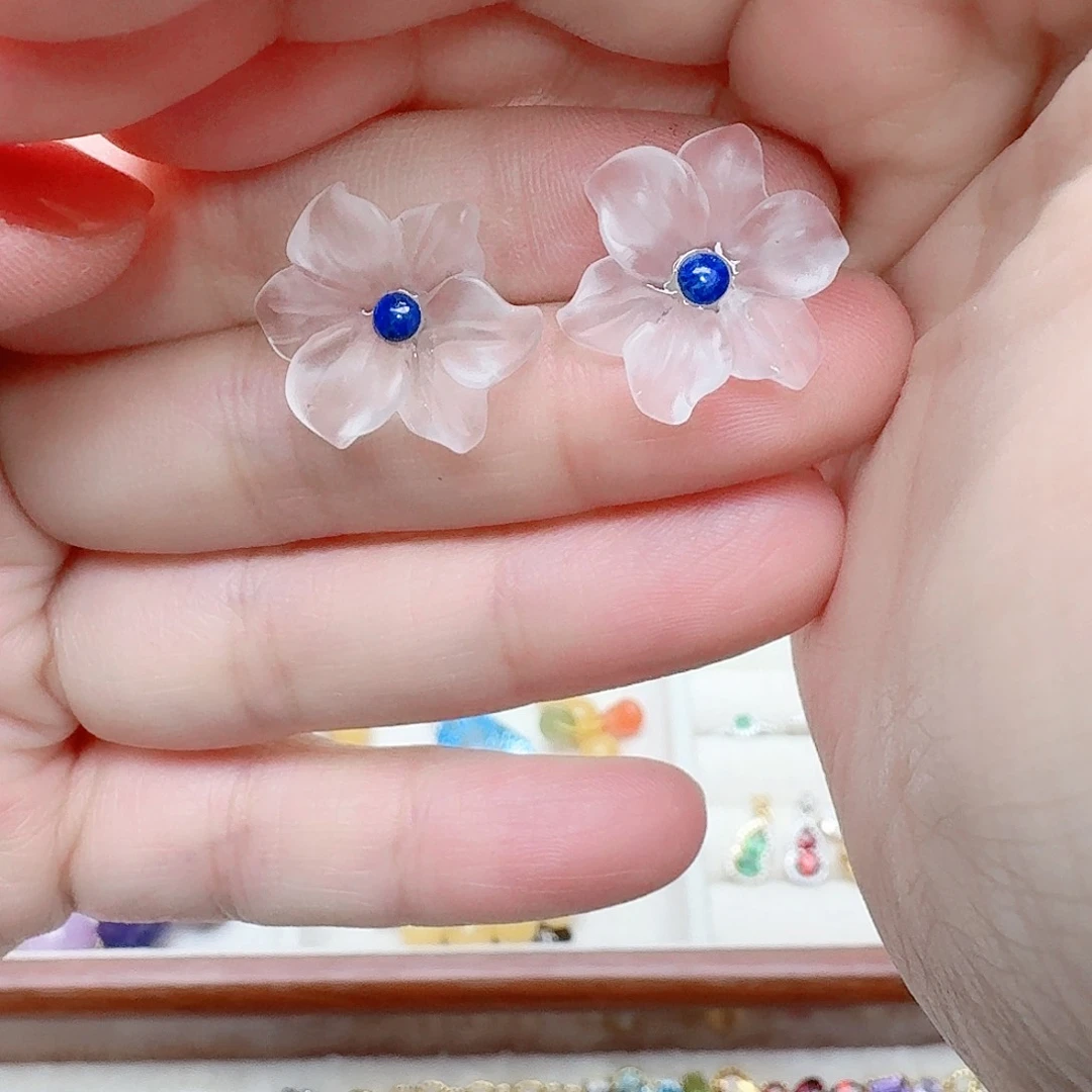 水晶耳饰银S925镶嵌耳钉