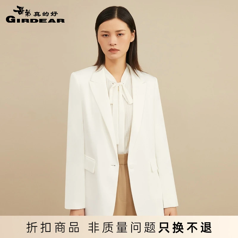 哥弟真的好长袖中长款通勤极简西装外套8400046