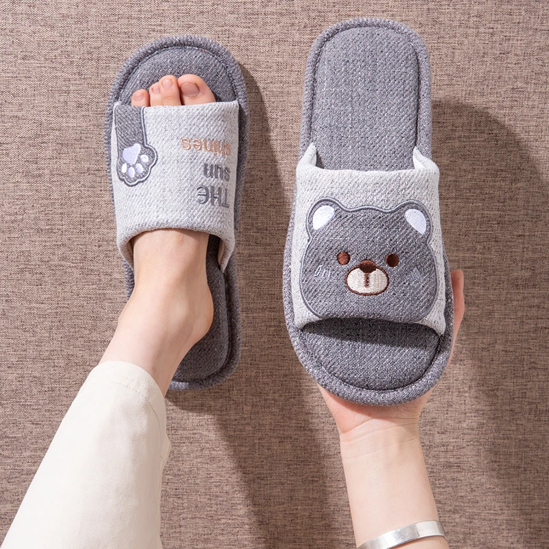 防臭亚麻拖鞋男士四季2025新款情侣居家软底简约静音家用地板拖鞋