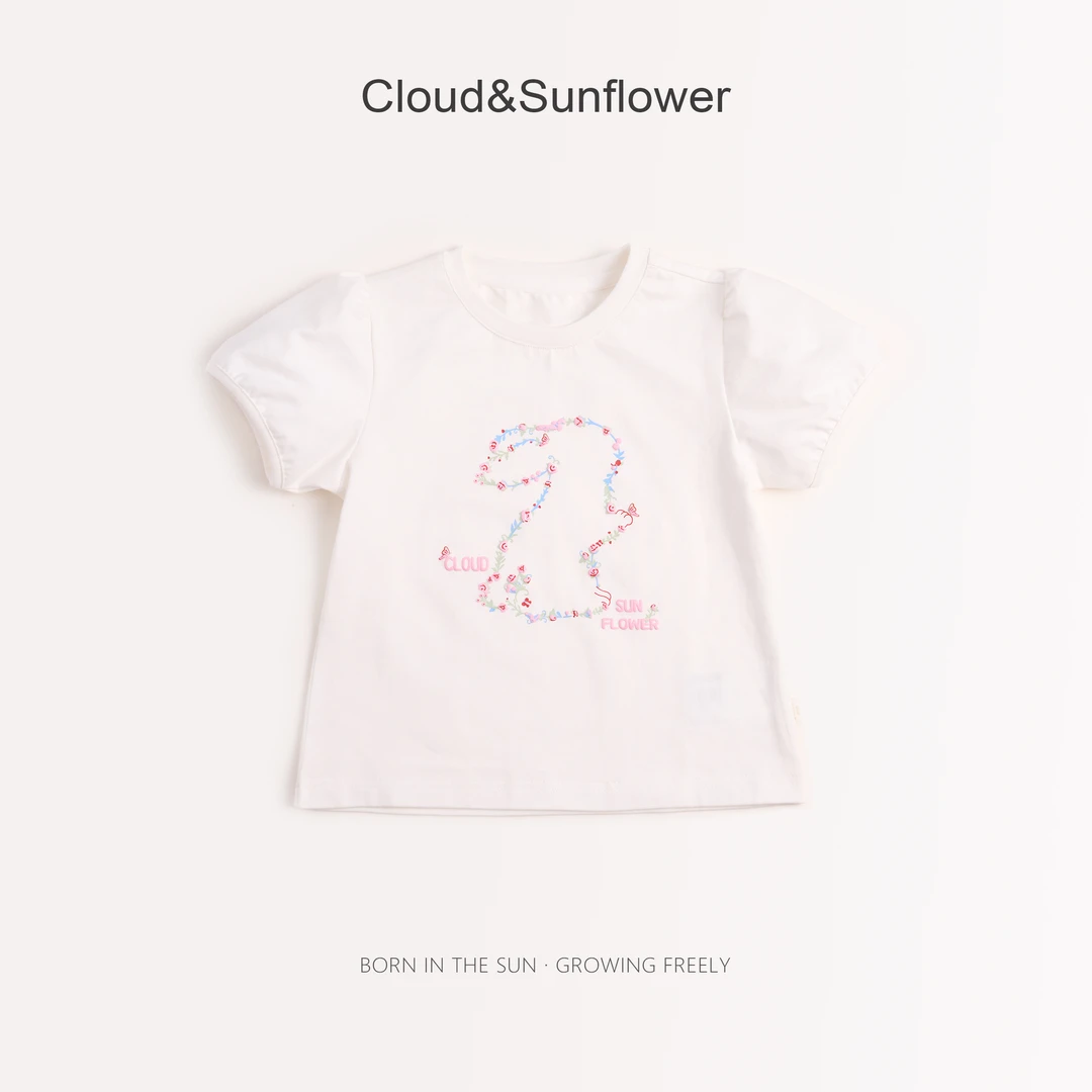 女童夏季圆领小花可爱兔子短袖660880