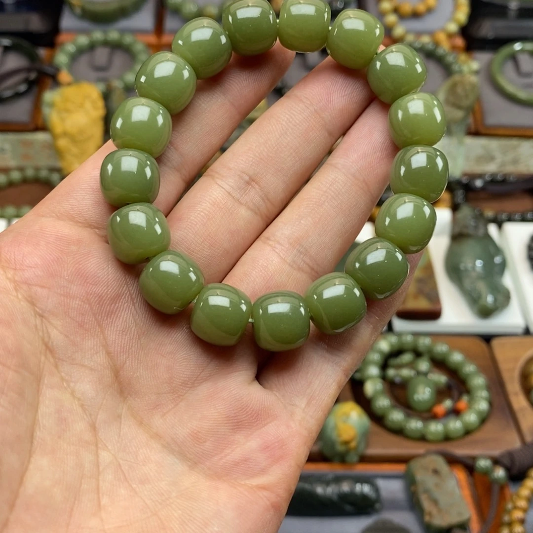 手链未镶嵌岫岩河磨玉（透闪石质玉）