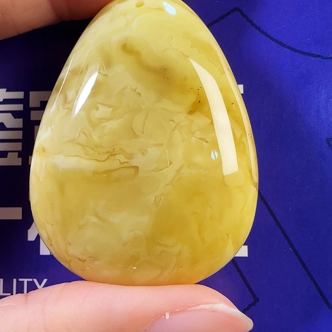 蜜蜡未镶嵌裸石年份蜜蜡浓白花蜡带花粉儿水滴