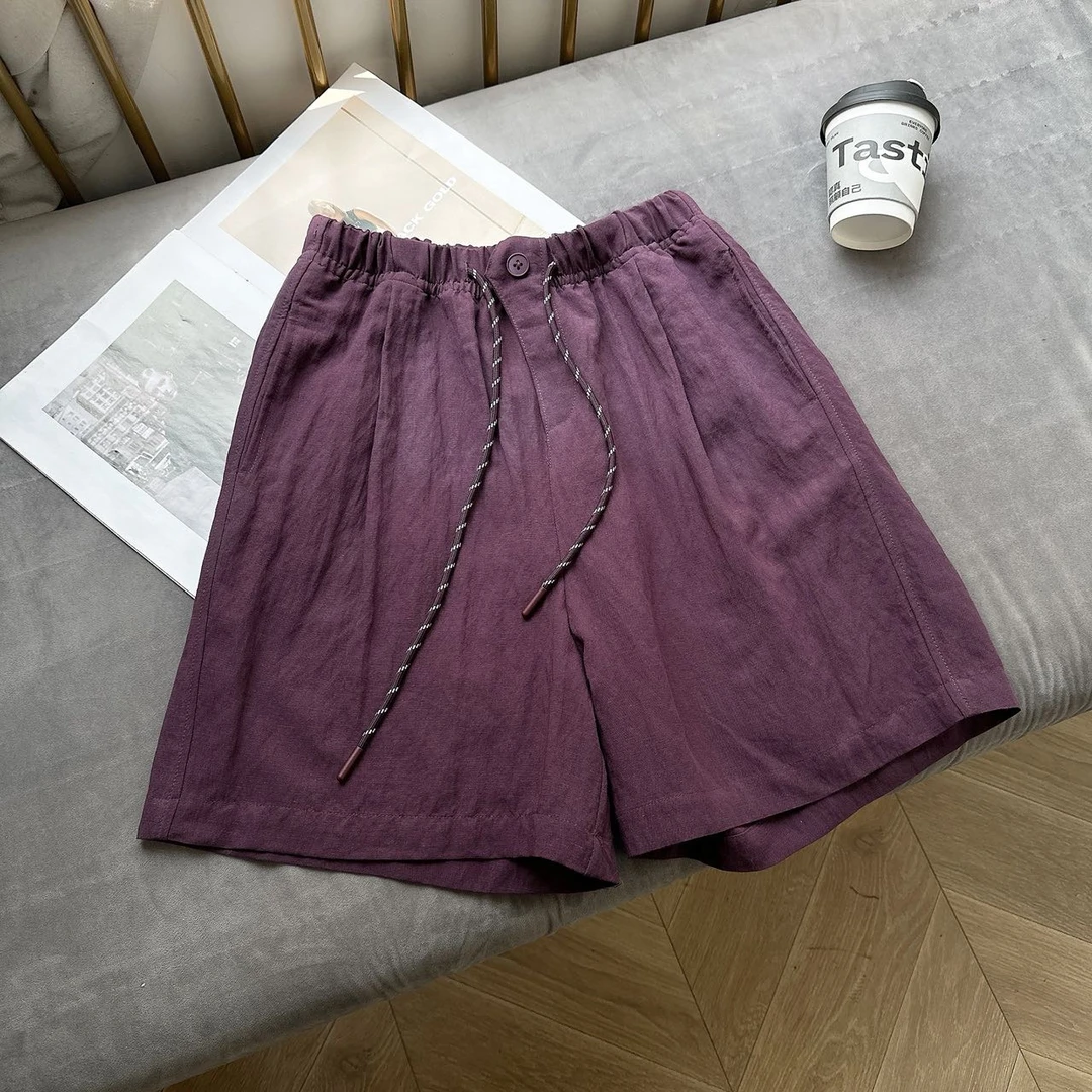 0145【夏季新款】天丝亚麻腰钉扣休闲短裤（2088）