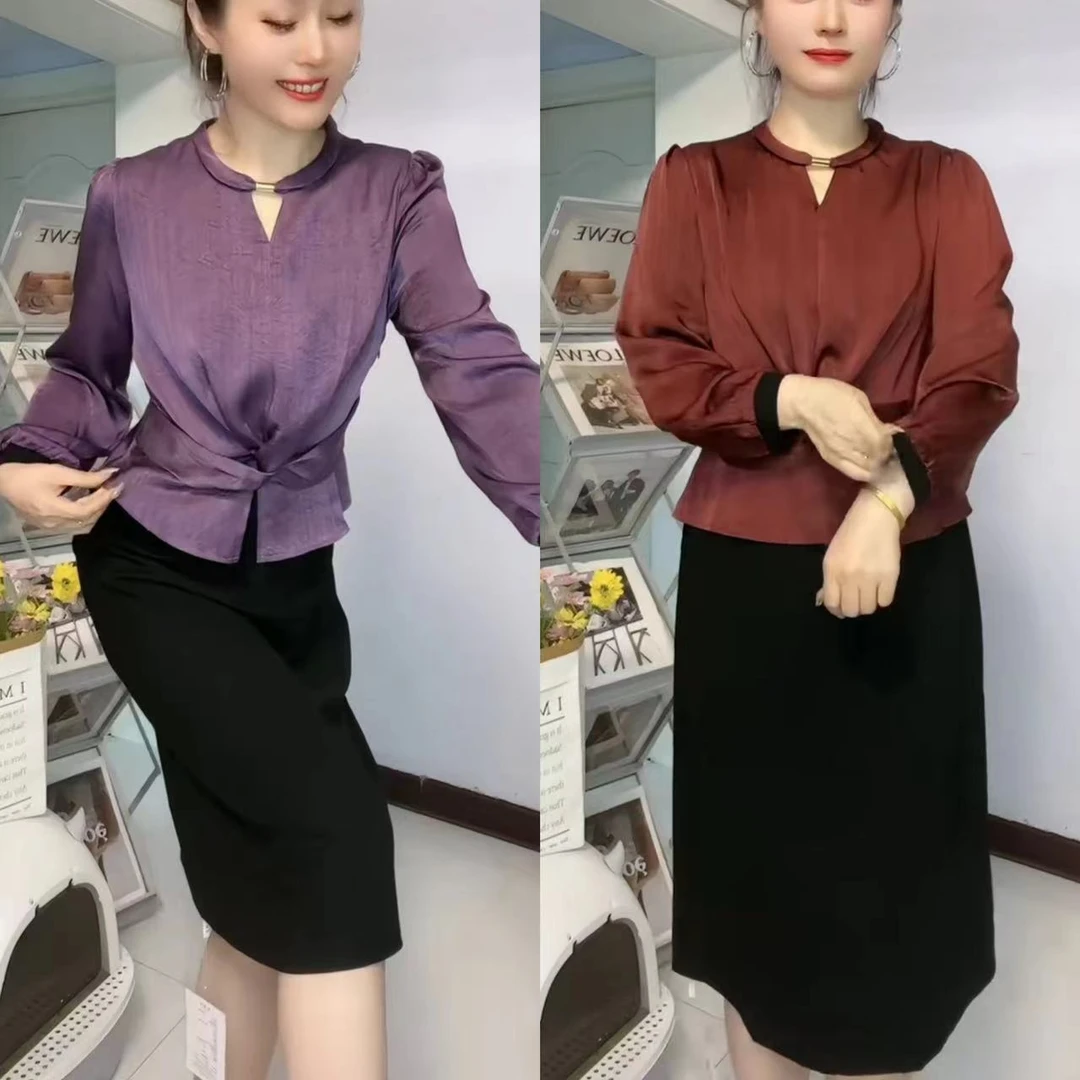 显瘦连衣裙长袖秋冬褶皱仙女风套头女士网红