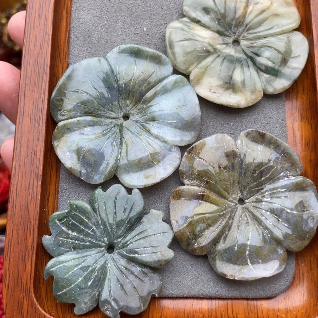 未镶嵌玛瑙/玉髓珠宝半成品水草玛瑙3颗花花卡40多