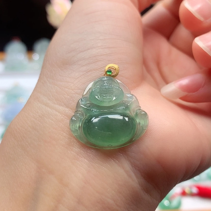 【闪购商品】翡翠18K金镶嵌吊坠(赠链)和*