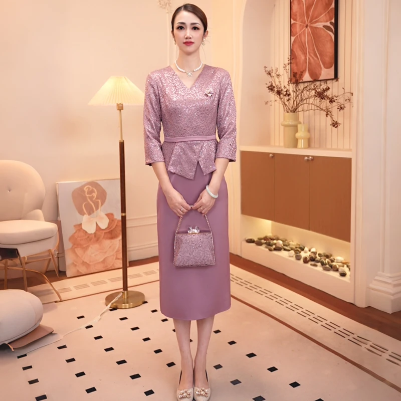 喜婆婆妈妈装2025新款爆款秋季丈母娘礼服婚宴高端洋气小个子可穿