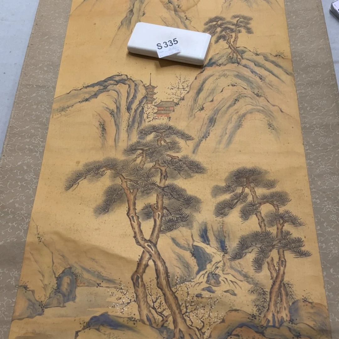 国画破*手绘临摹山水挂轴