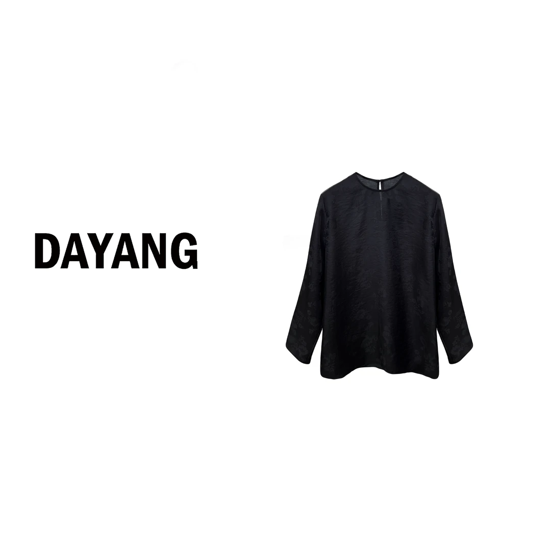 【DAYANG】黑泡芙 经典黑色中式提花衬衫上衣
