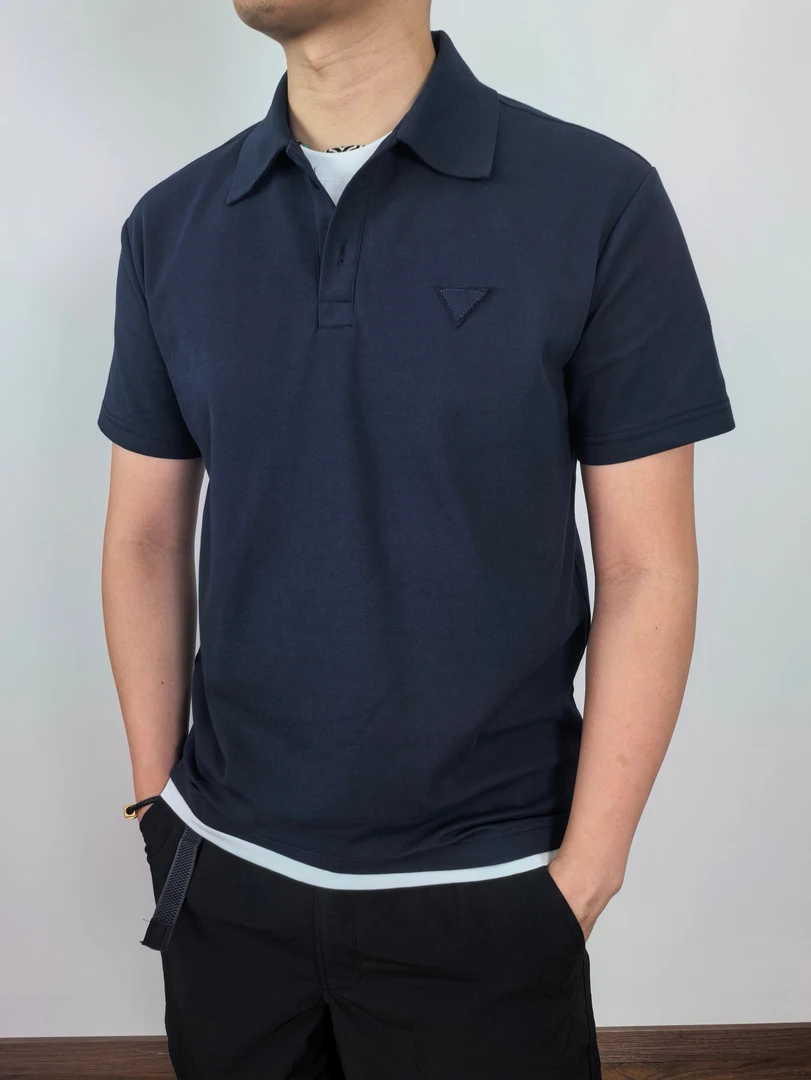 SOS珠地棉假两件POLO衫凉感索罗娜高级质感翻领T恤夏季休闲上衣男