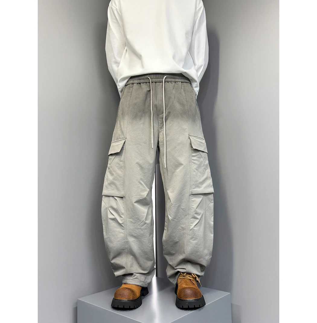 2025早秋新款美式街头弯刀工装裤男宽松直筒裤痞帅大码阔腿休闲裤