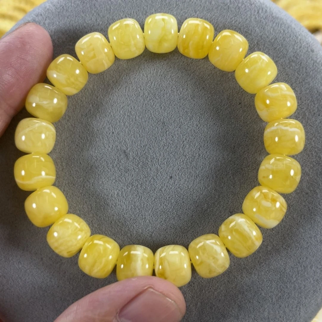 蜜蜡手串未镶嵌纯天然俄料白花虎皮