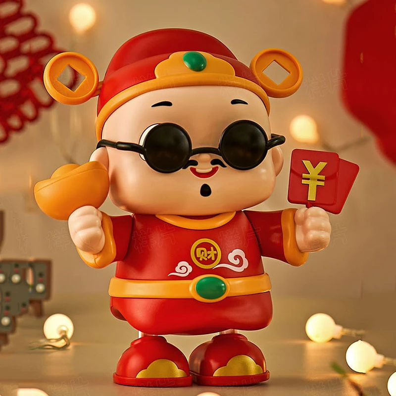 儿童电动贺岁财神爷会唱歌跳舞宝宝抬头训练习玩具早教礼品批发