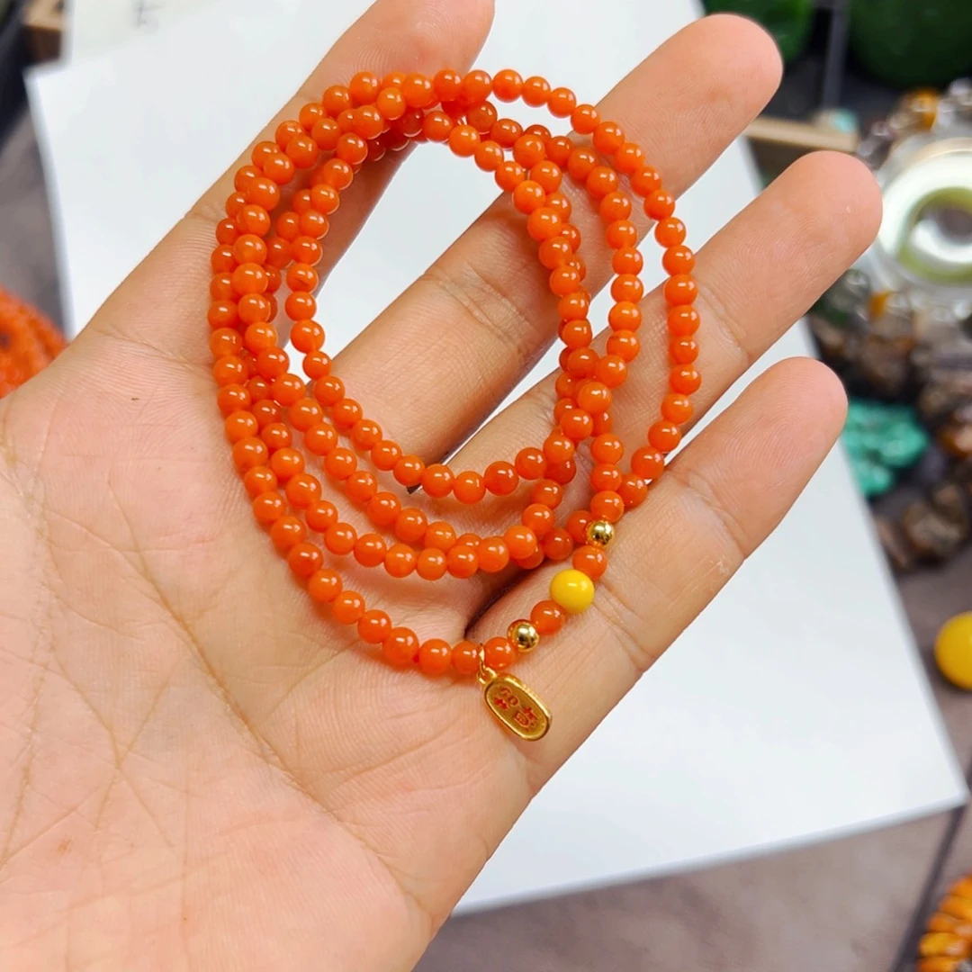 南红玛瑙手链银S925镶嵌南红 配蜜蜡 （多样性发货）