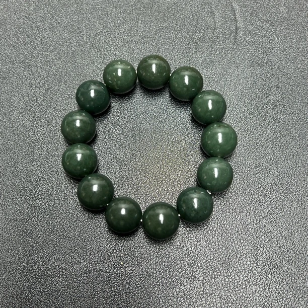 和田玉圆珠手串 且末蓝 K16mm
