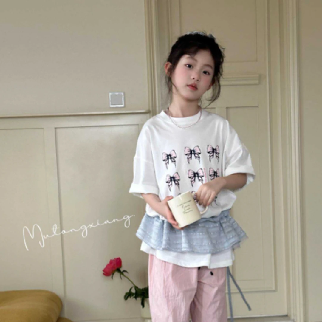 中童休闲蝴蝶结体恤